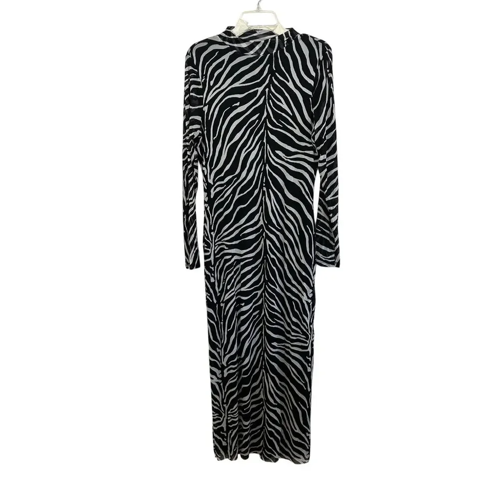 Bar III
Women's Zebra-Print Mock Neck Midi Dress size large - Picture 3 of 11